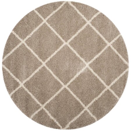 Flowers First 7 x 7 ft. Round Hudson Shag Power Loomed Round Rug; Beige & Ivory FL1860196